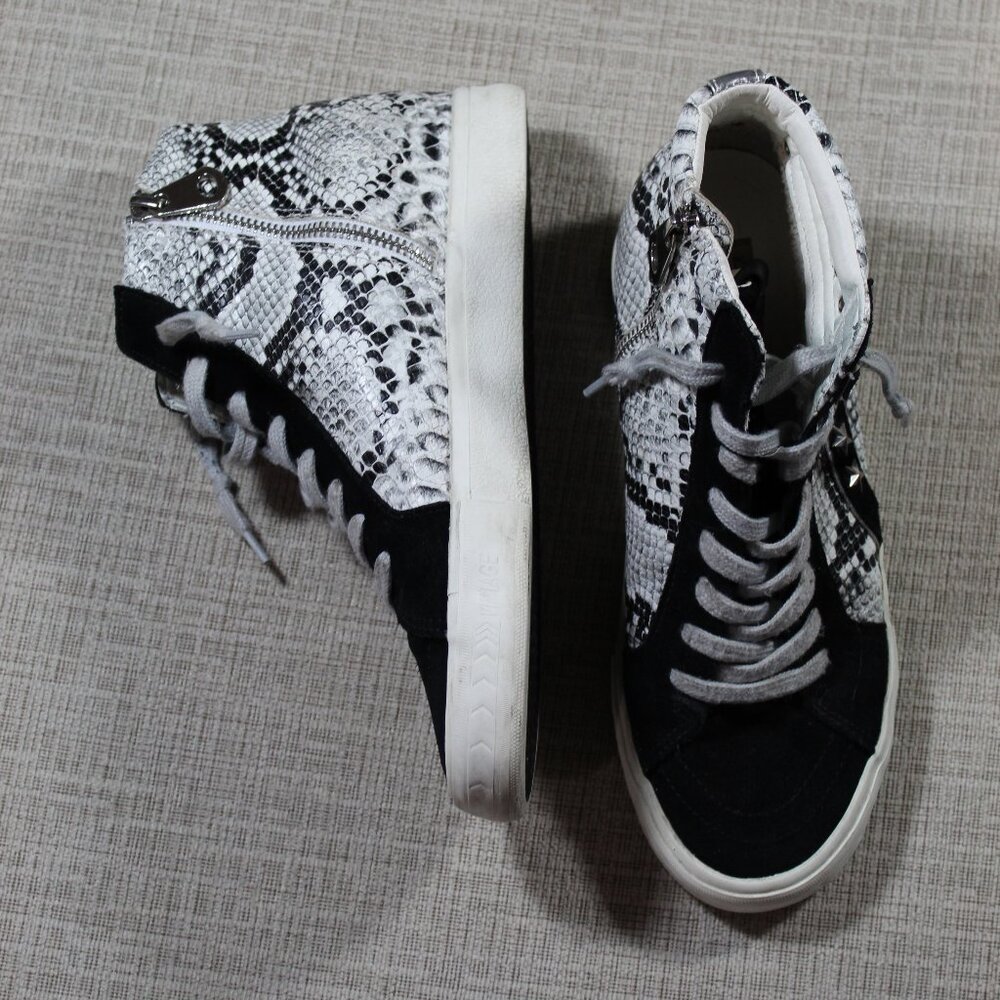 Vintage Havana Jolene Sz 10 Black Snake High Top Star Snakeskin Leather Sneakers